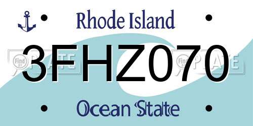 3FHZ070 Rhode Island License Plate