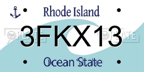 3FKX13 Rhode Island License Plate