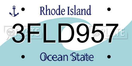 3FLD957 Rhode Island License Plate