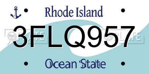 3FLQ957 Rhode Island License Plate