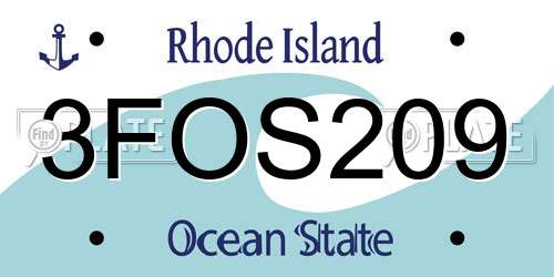 3FOS209 Rhode Island License Plate