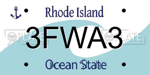 3FWA3 Rhode Island License Plate