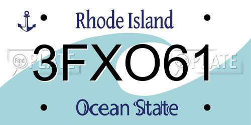 3FXO61 Rhode Island License Plate