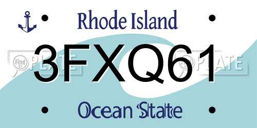 3FXQ61 Rhode Island License Plate