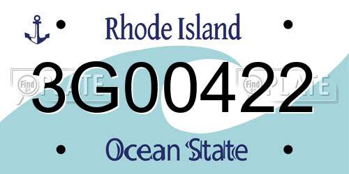 3G00422 Rhode Island License Plate