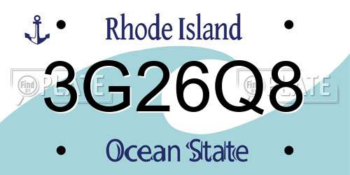 3G26Q8 Rhode Island License Plate