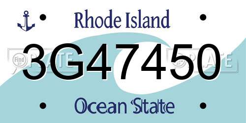 3G47450 Rhode Island License Plate