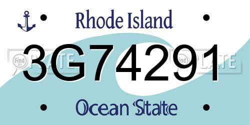 3G74291 Rhode Island License Plate