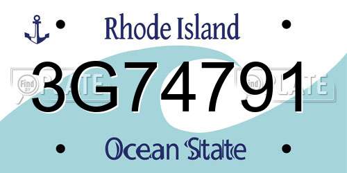 3G74791 Rhode Island License Plate