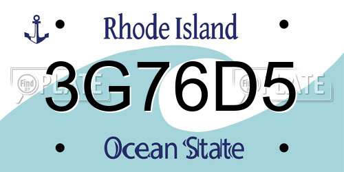 3G76D5 Rhode Island License Plate