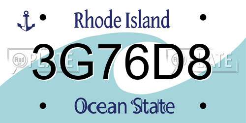 3G76D8 Rhode Island License Plate
