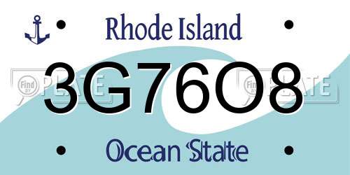 3G76O8 Rhode Island License Plate