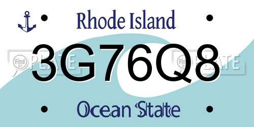 3G76Q8 Rhode Island License Plate