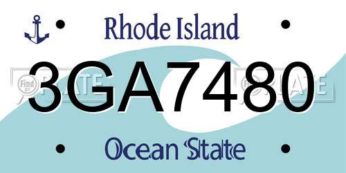 3GA7480 Rhode Island License Plate