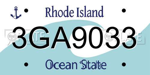 3GA9033 Rhode Island License Plate