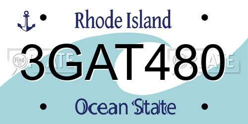 3GAT480 Rhode Island License Plate