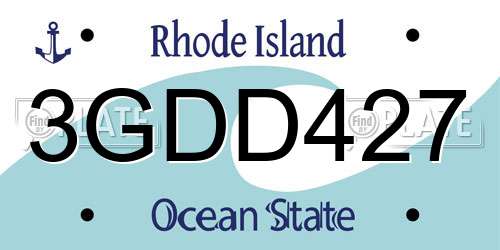 3GDD427 Rhode Island License Plate