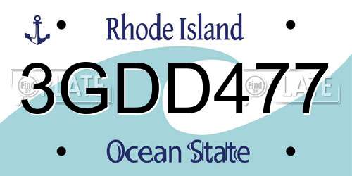 3GDD477 Rhode Island License Plate