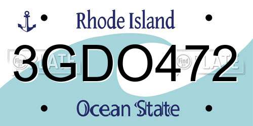 3GDO472 Rhode Island License Plate