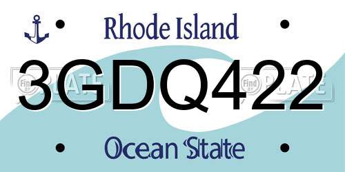 3GDQ422 Rhode Island License Plate