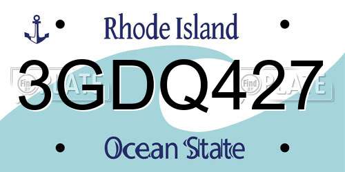 3GDQ427 Rhode Island License Plate