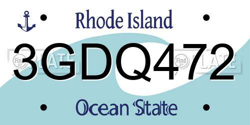 3GDQ472 Rhode Island License Plate