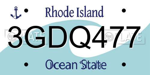 3GDQ477 Rhode Island License Plate