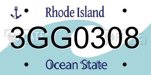 3GG0308 Rhode Island License Plate