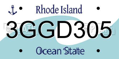3GGD305 Rhode Island License Plate