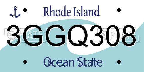 3GGQ308 Rhode Island License Plate
