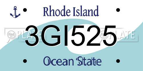 3GI525 Rhode Island License Plate
