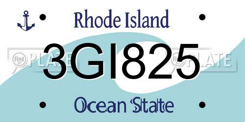 3GI825 Rhode Island License Plate