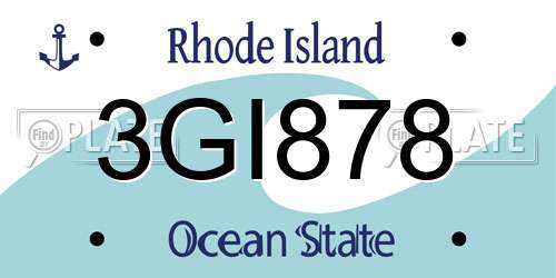 3GI878 Rhode Island License Plate