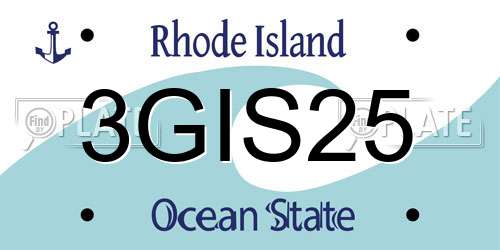 3GIS25 Rhode Island License Plate