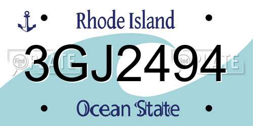3GJ2494 Rhode Island License Plate