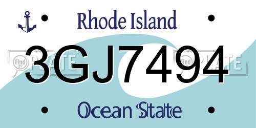 3GJ7494 Rhode Island License Plate