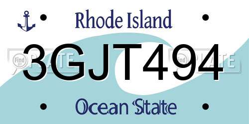 3GJT494 Rhode Island License Plate