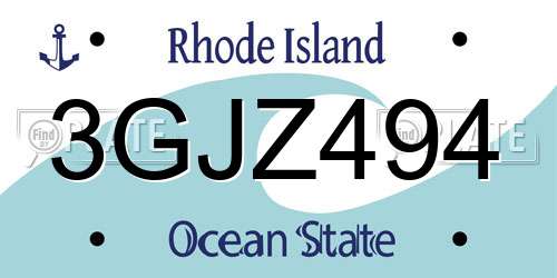 3GJZ494 Rhode Island License Plate