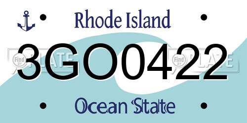 3GO0422 Rhode Island License Plate