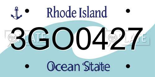 3GO0427 Rhode Island License Plate