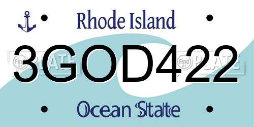 3GOD422 Rhode Island License Plate