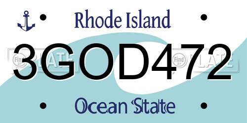 3GOD472 Rhode Island License Plate