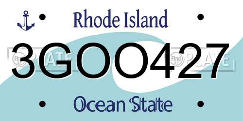 3GOO427 Rhode Island License Plate