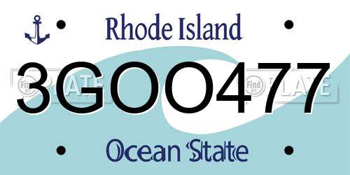 3GOO477 Rhode Island License Plate