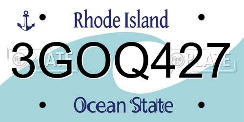 3GOQ427 Rhode Island License Plate