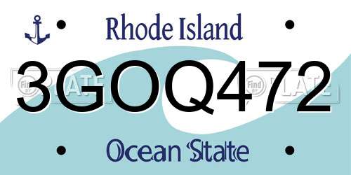 3GOQ472 Rhode Island License Plate