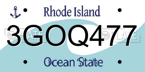3GOQ477 Rhode Island License Plate
