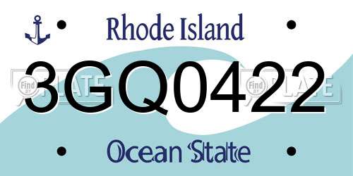3GQ0422 Rhode Island License Plate
