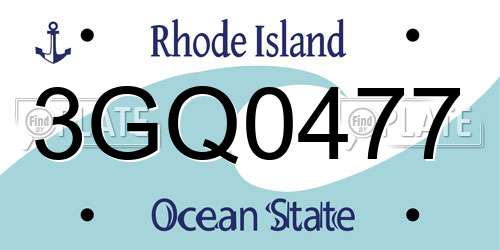 3GQ0477 Rhode Island License Plate