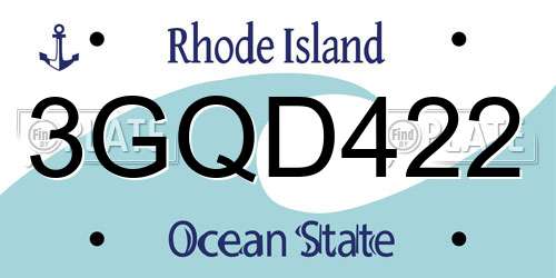 3GQD422 Rhode Island License Plate